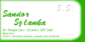 sandor szlanka business card